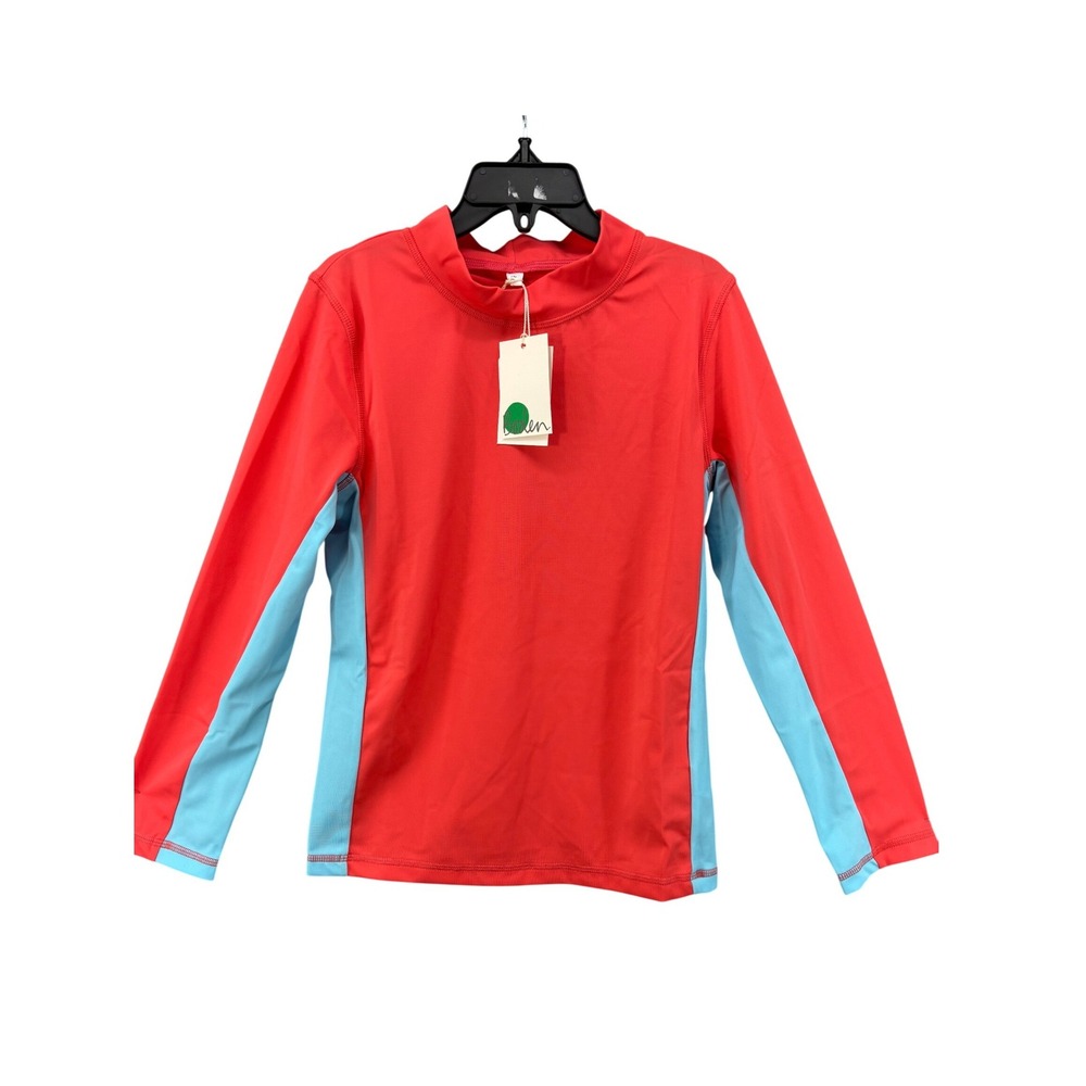 NWT Boden Rash Guard Kids 8-9Y Red Blue UPF 40+ Sun Safe Long Sleeve Swim Shirt